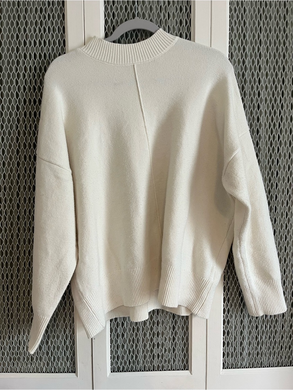 Workshop Republic Clothing Off-White Crewneck Sweater with Center Seam
